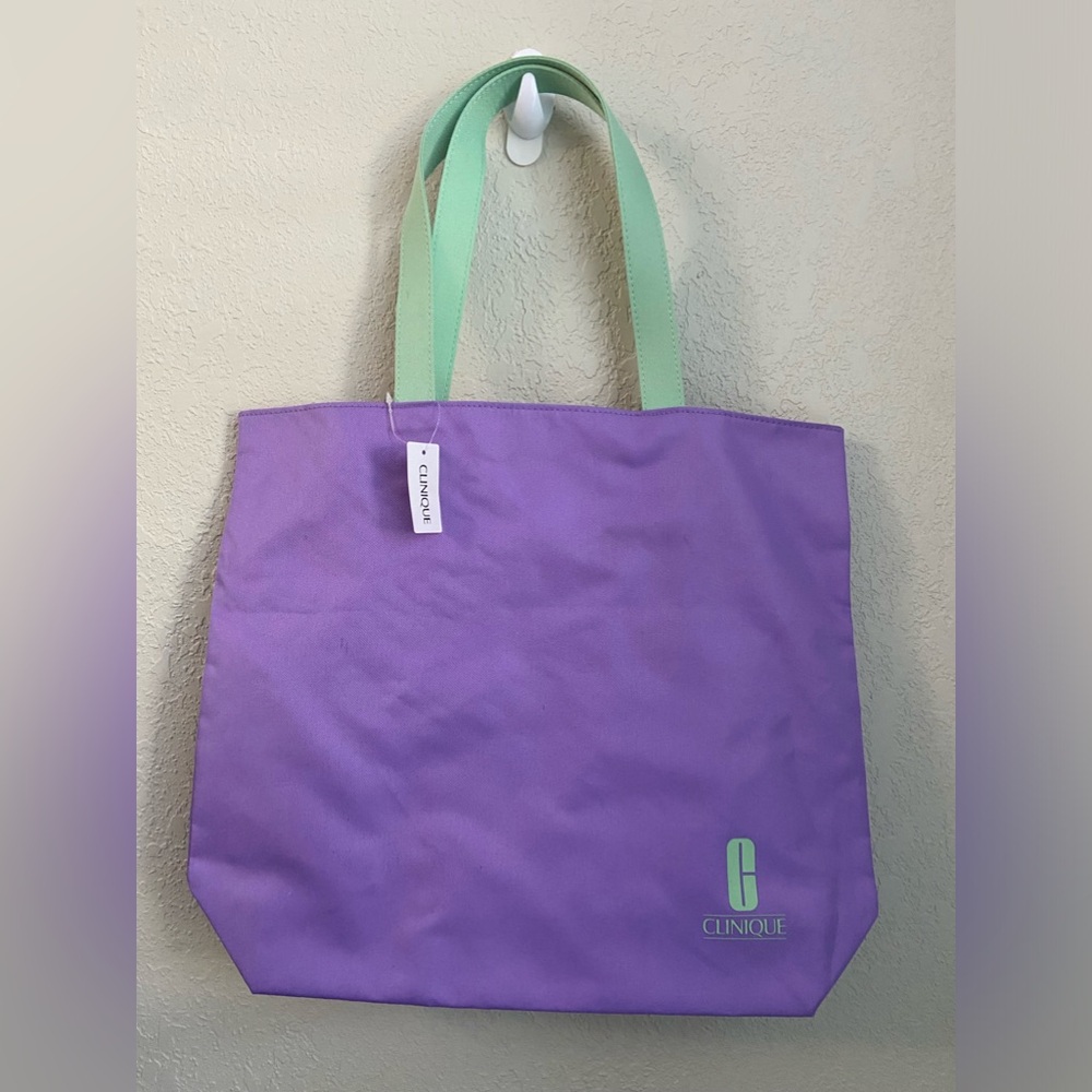 New With Tag Clinique Lavender Lightweight Makeup Travel Shopping Tote Bag